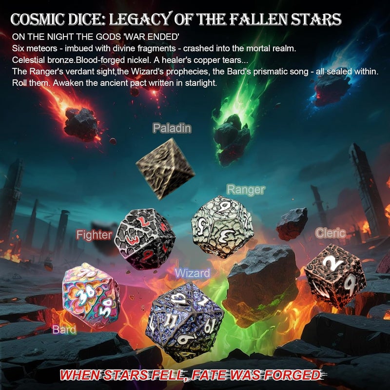 Haxtec DND Dice Set Metal Dice Compatible with Dungeons and Dragons D&D Gift TTRPG Antique Iron Red Polyhedral Dice - Image 2
